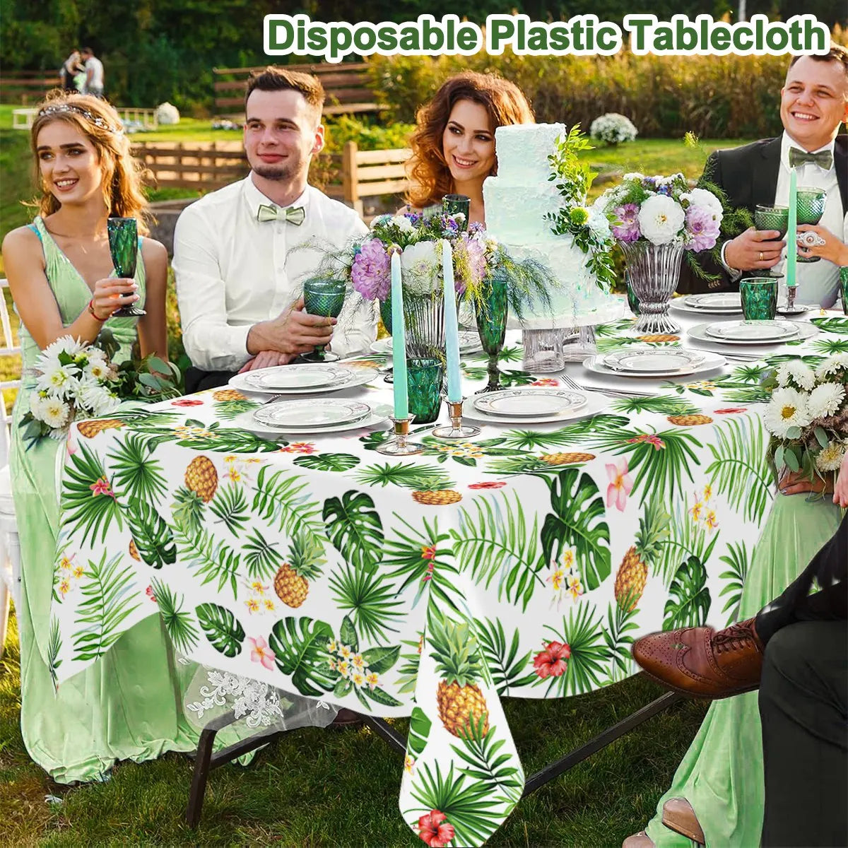 Hawaiian Flamingo Flower Table Cover for Summer Parties - Smarsty