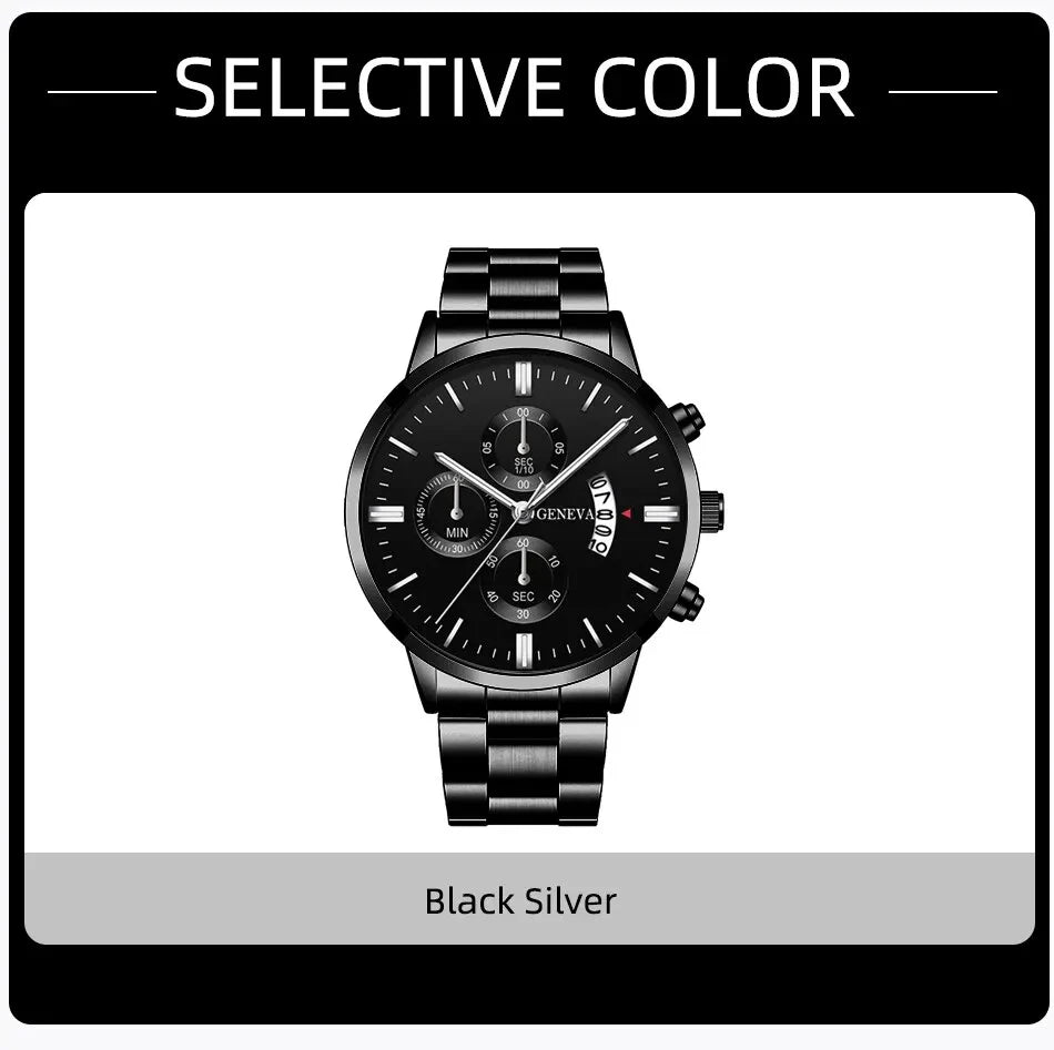 Luxury Black Stainless Steel Quartz Watch for Men - Smarsty