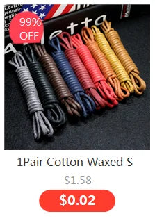1Pair Cotton Waxed Shoelaces Round Oxford Shoe laces Boots Laces Waterproof Leather Shoelace Length 60/80/100/120/140/180cm - Smarsty