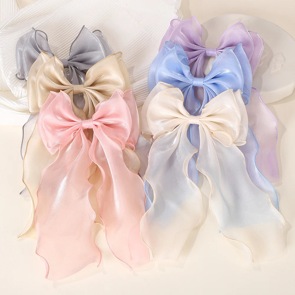Girls Elegant Big Bow Satin Hair Clip Accessory - Smarsty