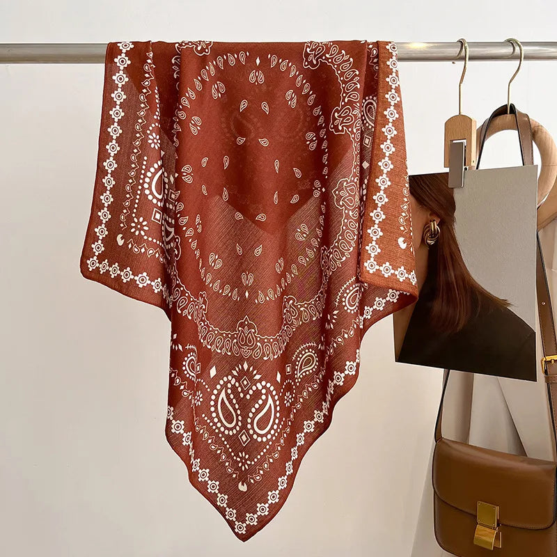 Breathable Cashew Print Silk Scarf for Women - Smarsty