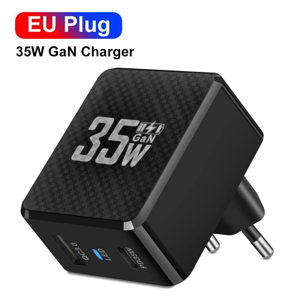 GaN USB C Charger 35W Fast Charge PD3 QC3 Compatible - Smarsty