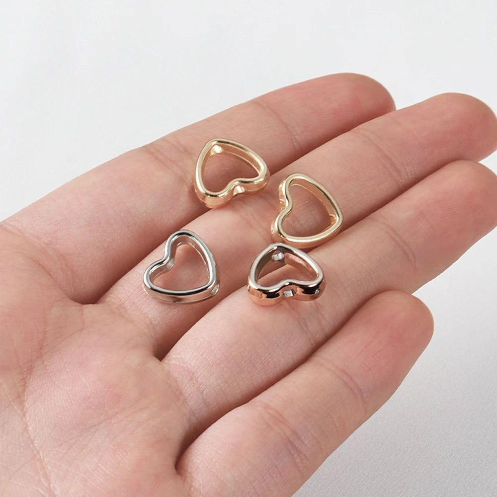 50pcs Heart Frame Beads Double Hole Spacers for Jewelry Making - Smarsty
