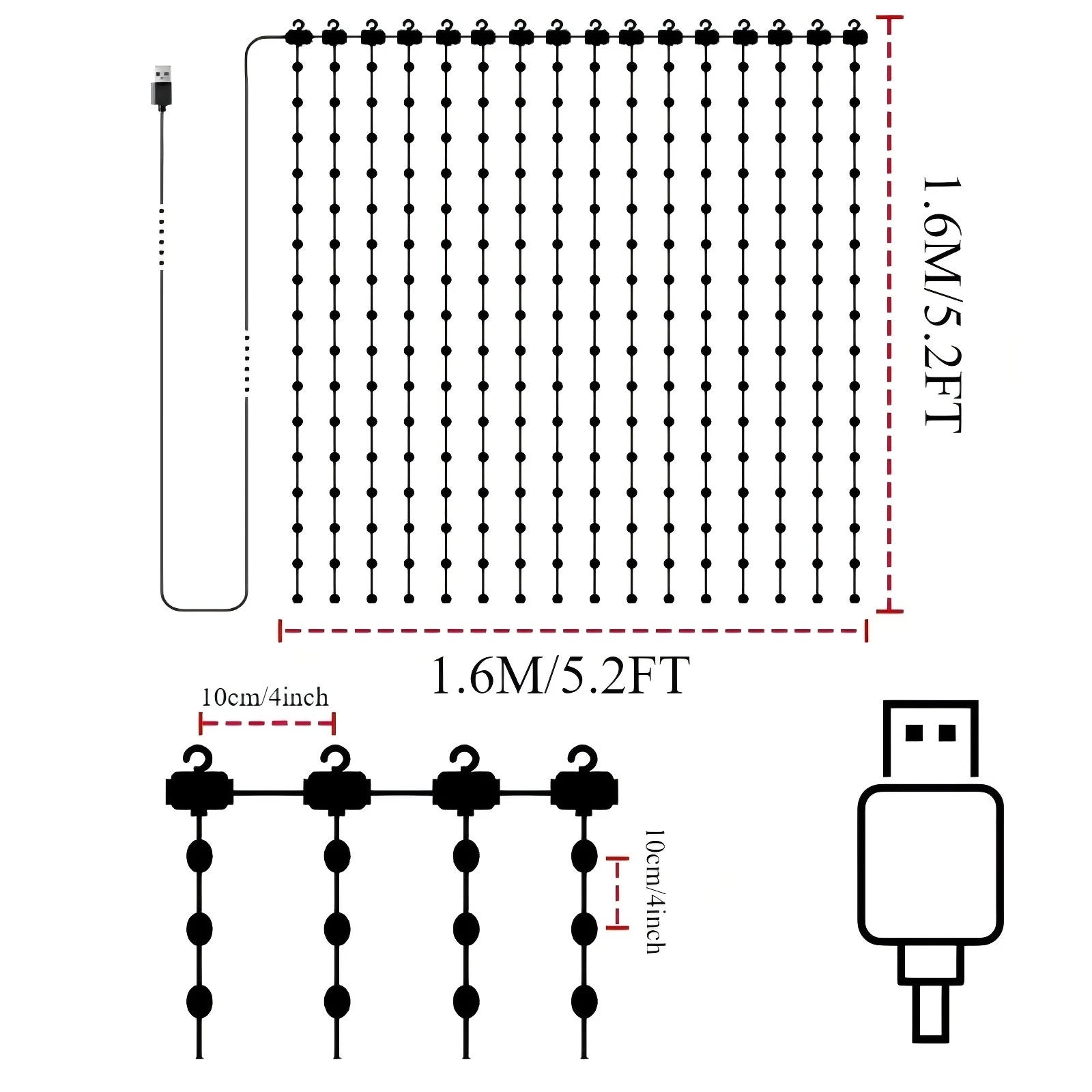 LED Decoration RGB curtain Smart Lights App Controlled String Fairy Lights DIY Pattern and Text Programmable Music Sync Reote