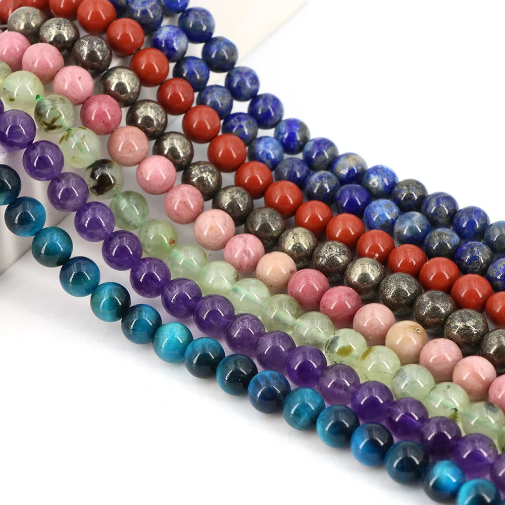 Natural Stone Beads Blue Tiger Eye Crystal Amethyst Rose Quartz Gemstone Bead for Jewelry Making Bracelet Necklace 4/6/8/10MM - Smarsty