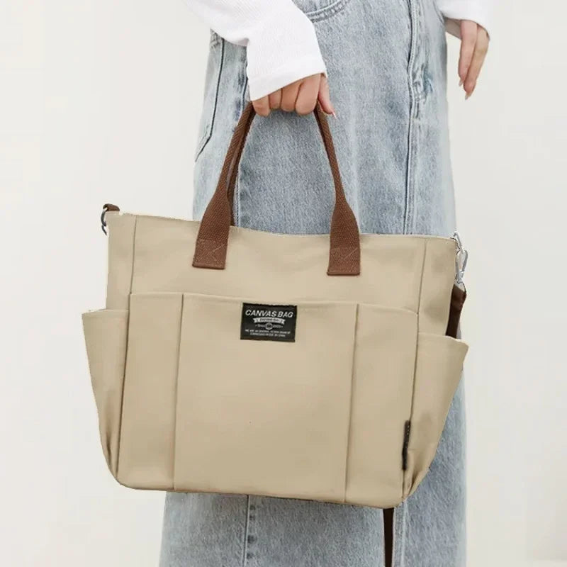Canvas Ladies Bag Large Capacity Shoulder Tote For Students - Smarsty
