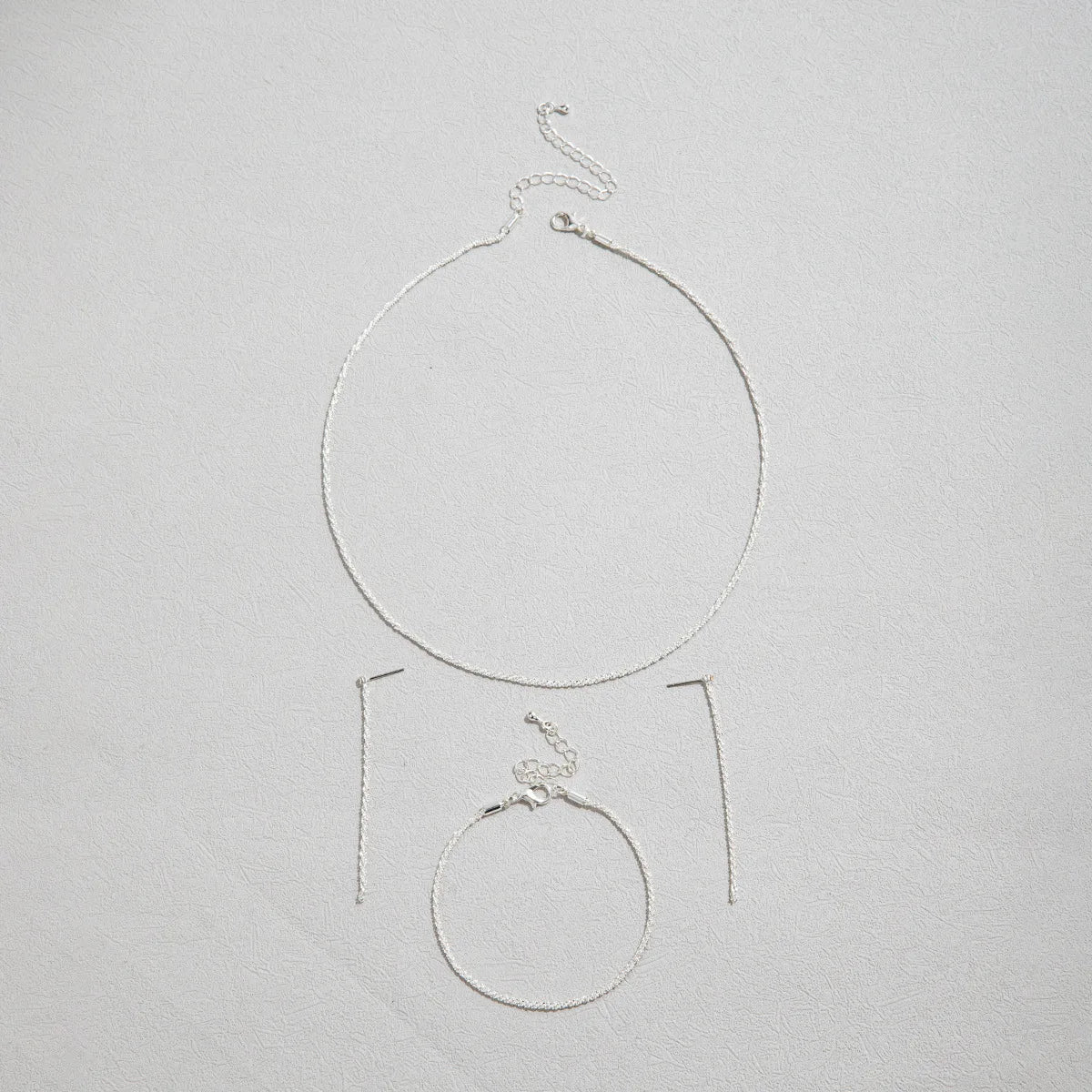 Shiny Silver Plated Necklace and Bracelet Jewelry Set - Smarsty