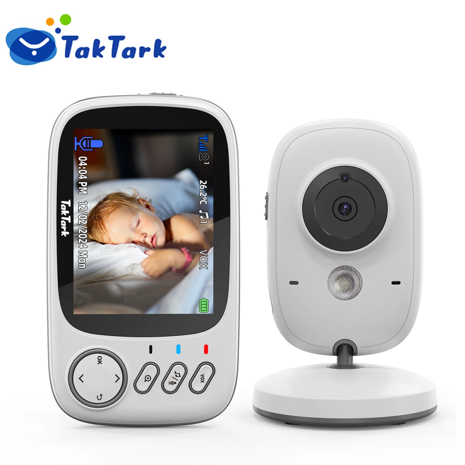 TakTark 3.2 Inch Wireless Video Baby Monitor Auto Night Vision Two-Way Intercom Temperature Monitoring Surveillance Camera Nanny by Smarsty