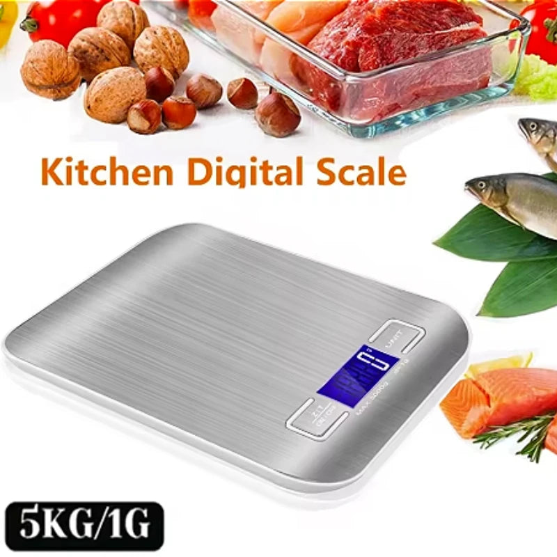 5kg/1g Digital Kitchen Scale LED Stainless Steel High-precision Electronic Scales Home Jewelry Food Weighing Baking Tools by Smarsty