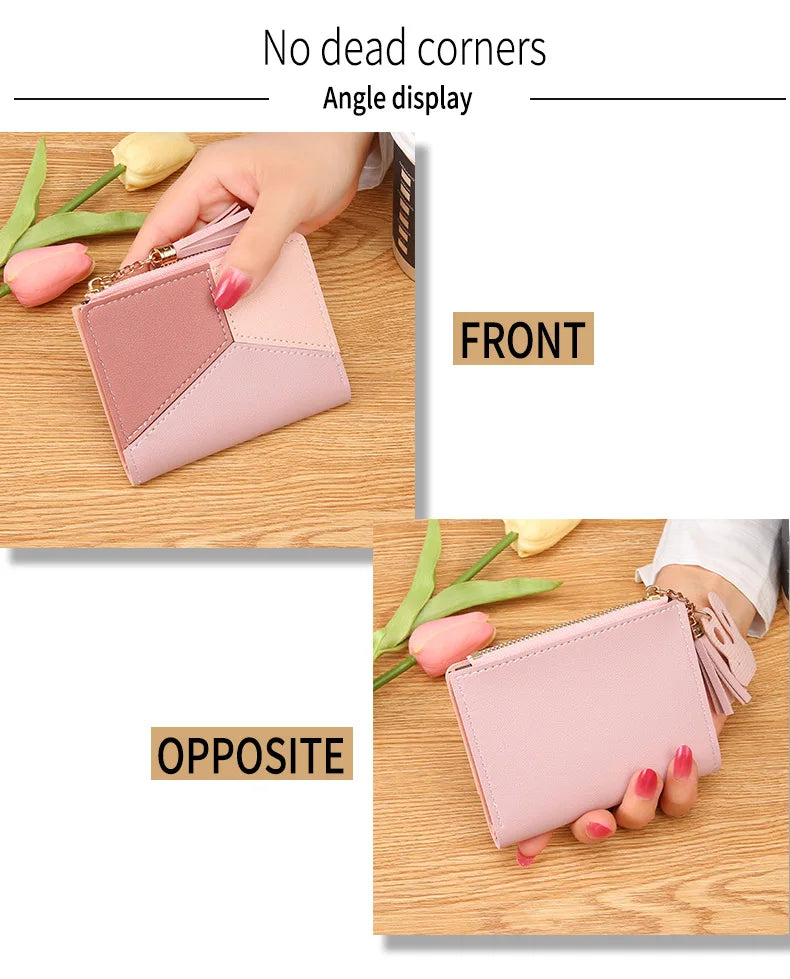 Fashion Women's Wallet Zipper Coin Purse Lady Short Clutch Purse Handbag Patchwork Leather Female Card Holder Wallet Phone Pouch