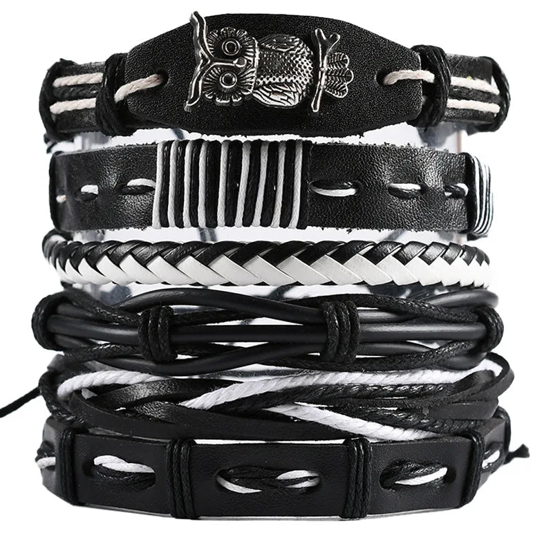 Viking Leather Bracelet For Men Adjustable Skull Design - Smarsty