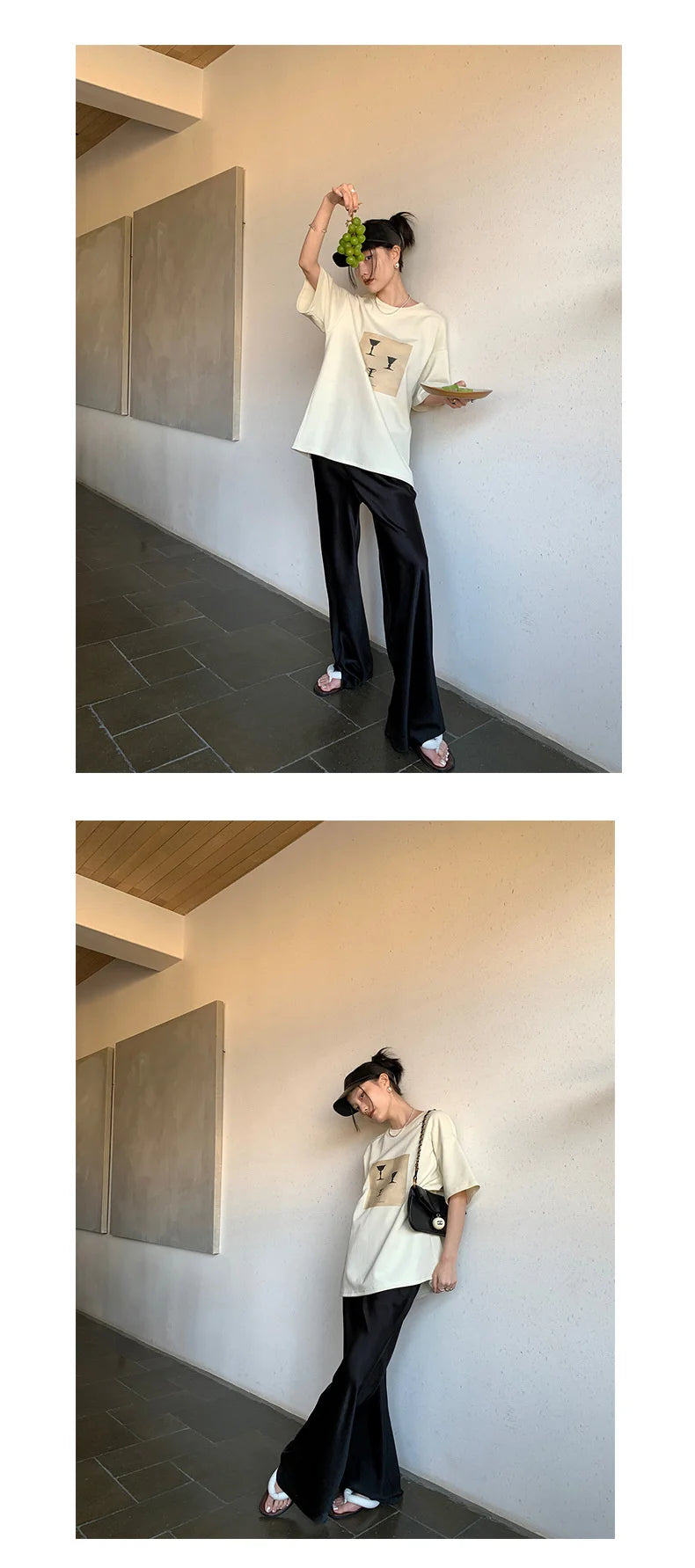 Satin Wide Leg Pants Long Floor Casual Pants Women's Summer - Smarsty