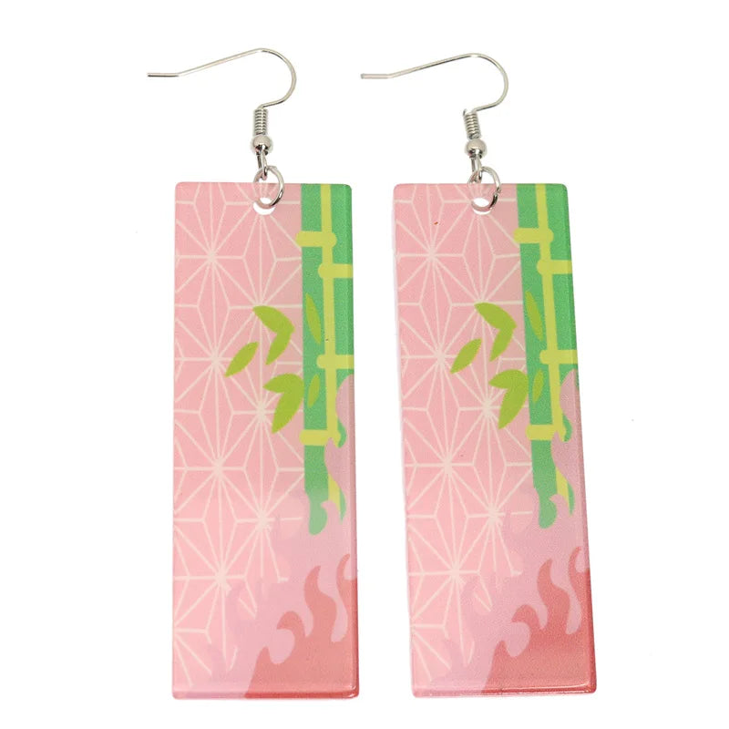 Acrylic Tanjiro Earrings for Women Anime Cosplay Jewelry - Smarsty