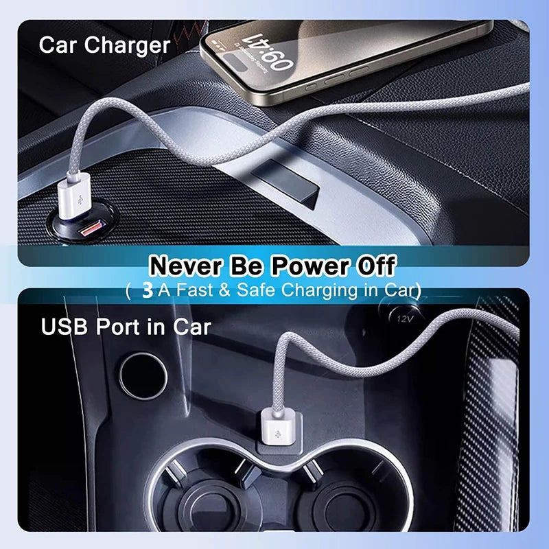 Original 60W USB to USB-C Carplay Fast Charging Cable For Apple iPhone 17 16 Pro Max 15 Plus Type C Charge Xiaomi Samsung Cable - Smarsty