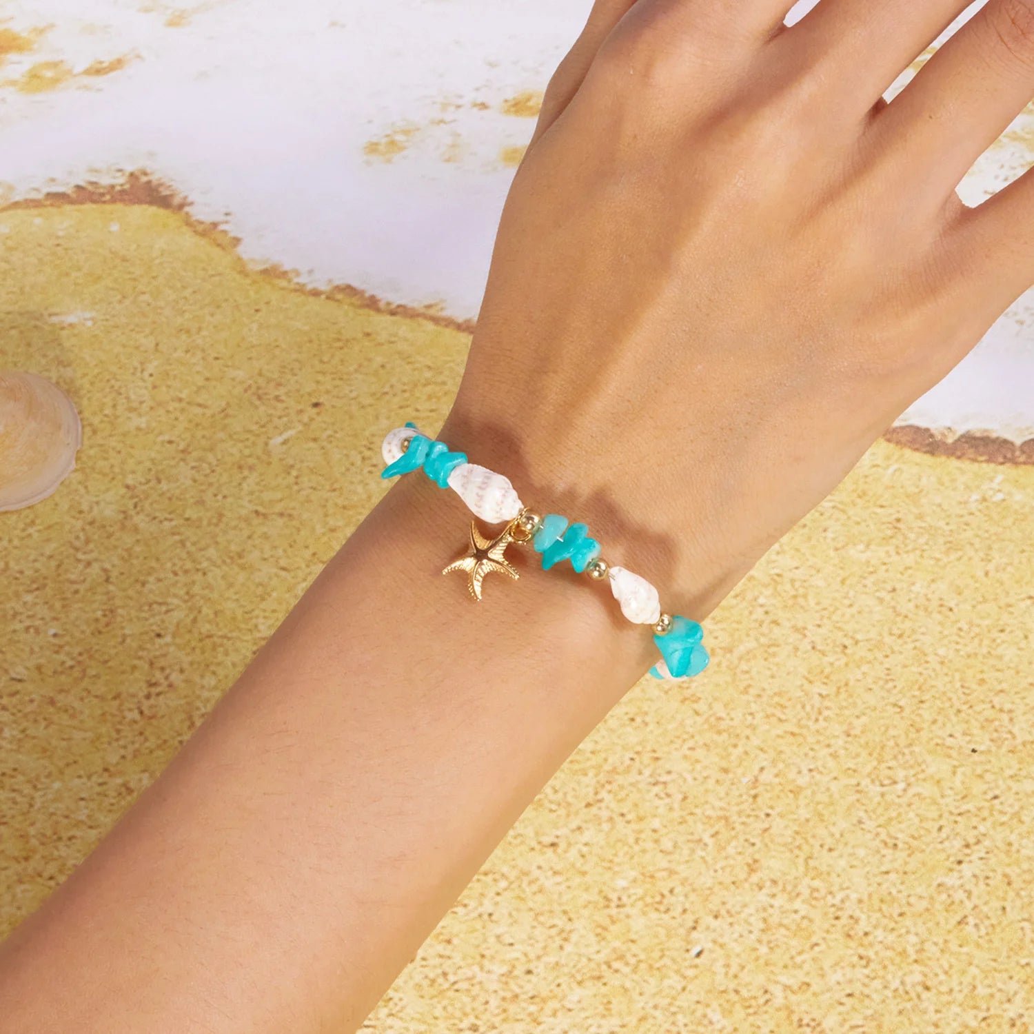 Bohemian Starfish Pendant Beaded Bracelet for Women - Smarsty
