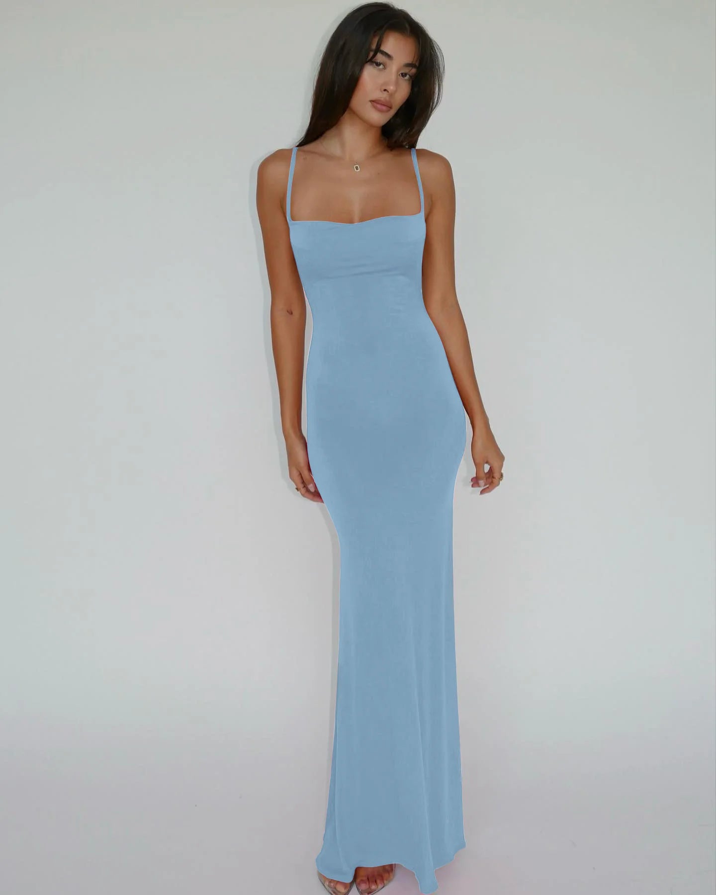 Hugcitar 2025 Spring Solid Sleeveless Backless Elegant Sexy Bodycon Y2K Maxi Prom Dress Women Clothes Birthday Party Casual Y2K
