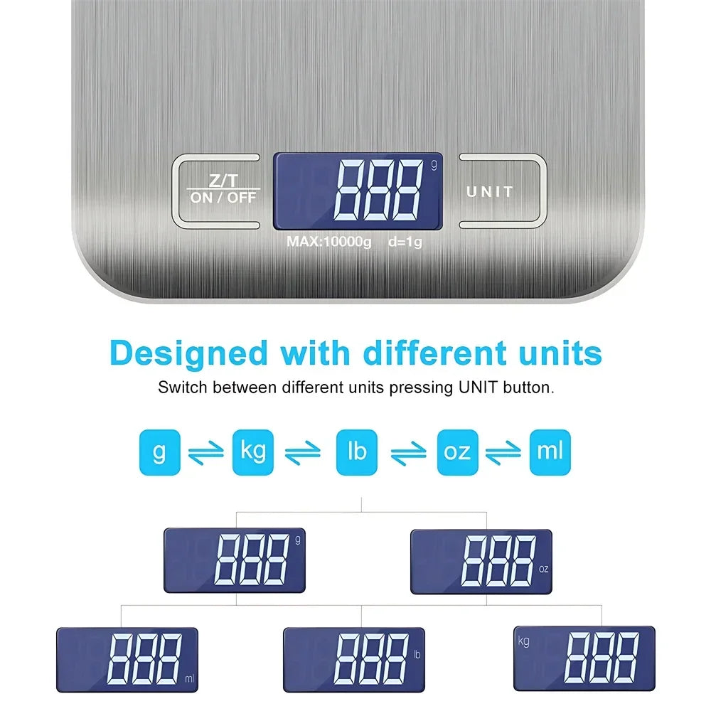 5kg/1g Digital Kitchen Scale LED Stainless Steel High-precision Electronic Scales Home Jewelry Food Weighing Baking Tools