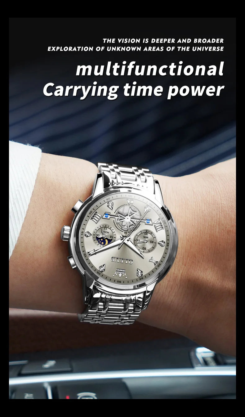OLEVS Luxury Quartz Watch with Moon Phase Feature - Smarsty