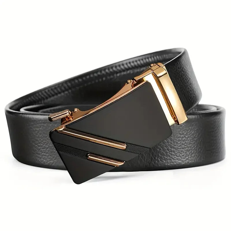 Men Leather Belt Automatic Buckle Luxury Waist Strap - Smarsty