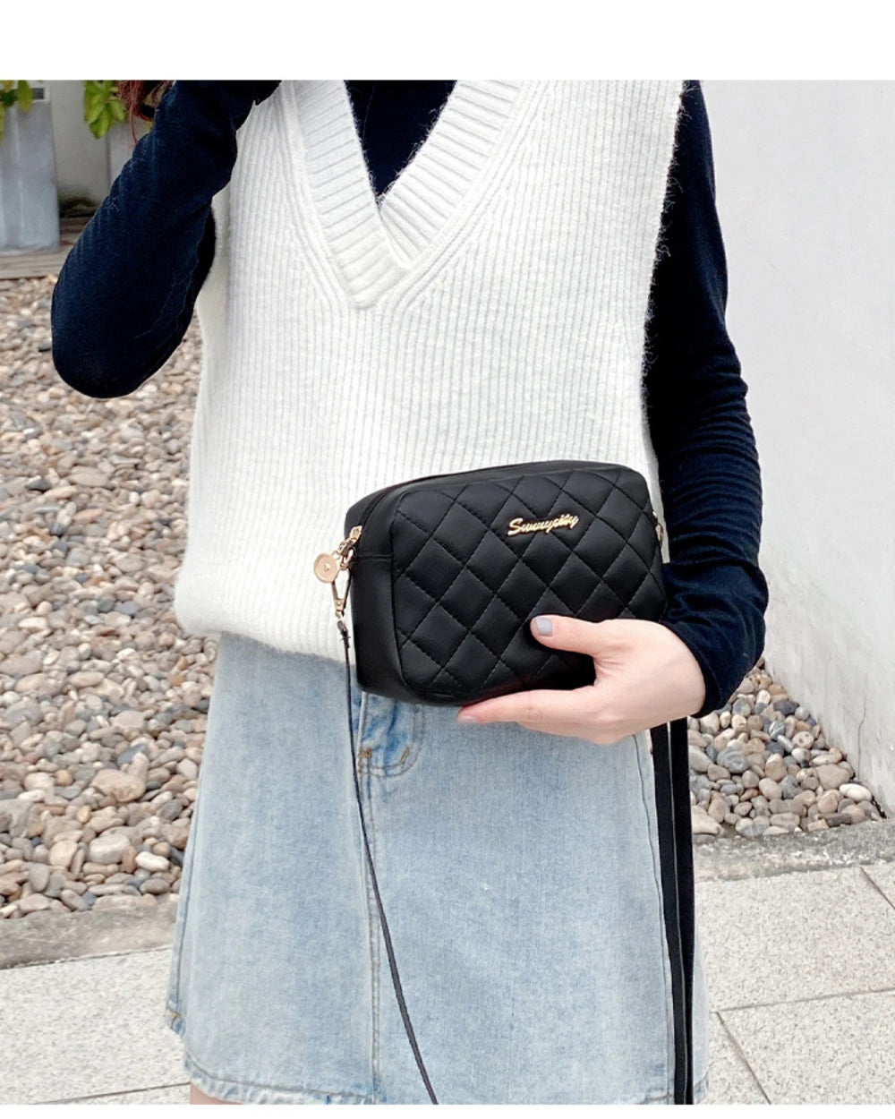 2024 Tassel Small Messenger Bag For Women Trend Lingge Embroidery Camera Female Shoulder Bag Fashion Chain Ladies Crossbody Bags - Smarsty