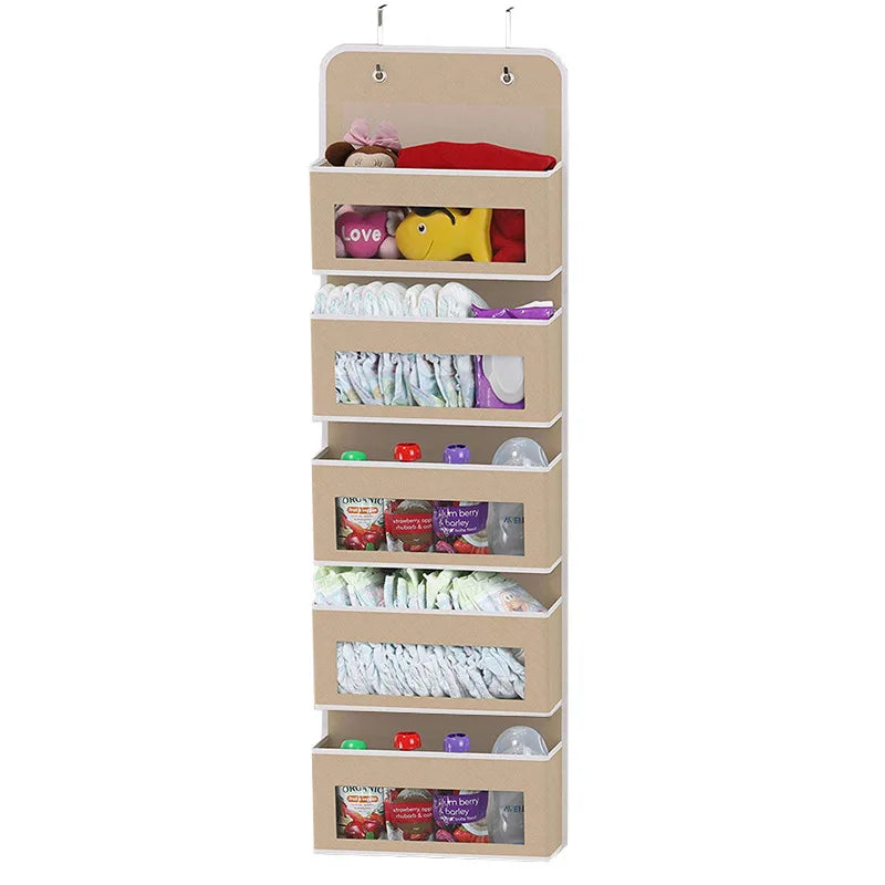 5-Shelf Hanging Storage Organizer - Behind Door, Anti-Tilt, 5 Large Capacity Pockets, Suitable for Bedroom, Bathroom by Smarsty