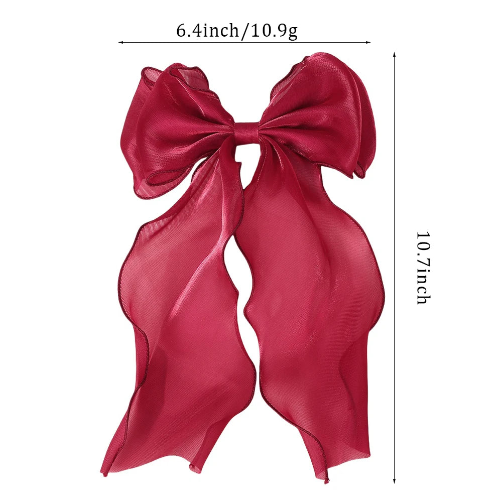 Girls Elegant Big Bow Satin Hair Clip Accessory - Smarsty