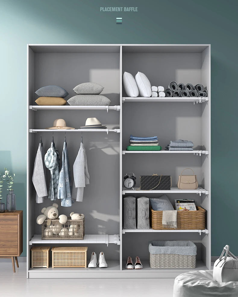 Adjustable Closet Organizer Storage Shelf Wall Mounted Kitchen Rack Space Saving Wardrobe Decorative Shelves Cabinet Holder by Smarsty