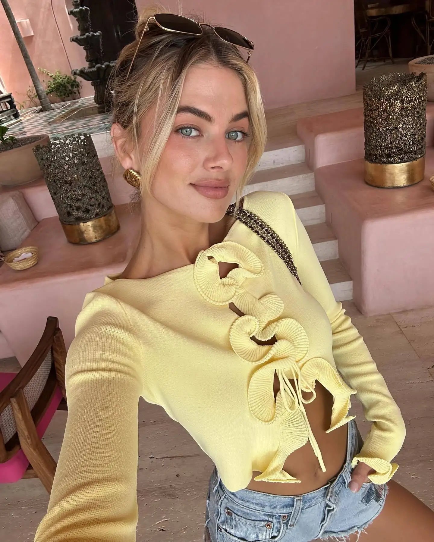 TARUXY 2025 New Fungus Long Sleeve Knitted Cardigan Female Contrast Color Splice Short Top Lace Up Bodycon Sweater Cardigan Lady - Smarsty