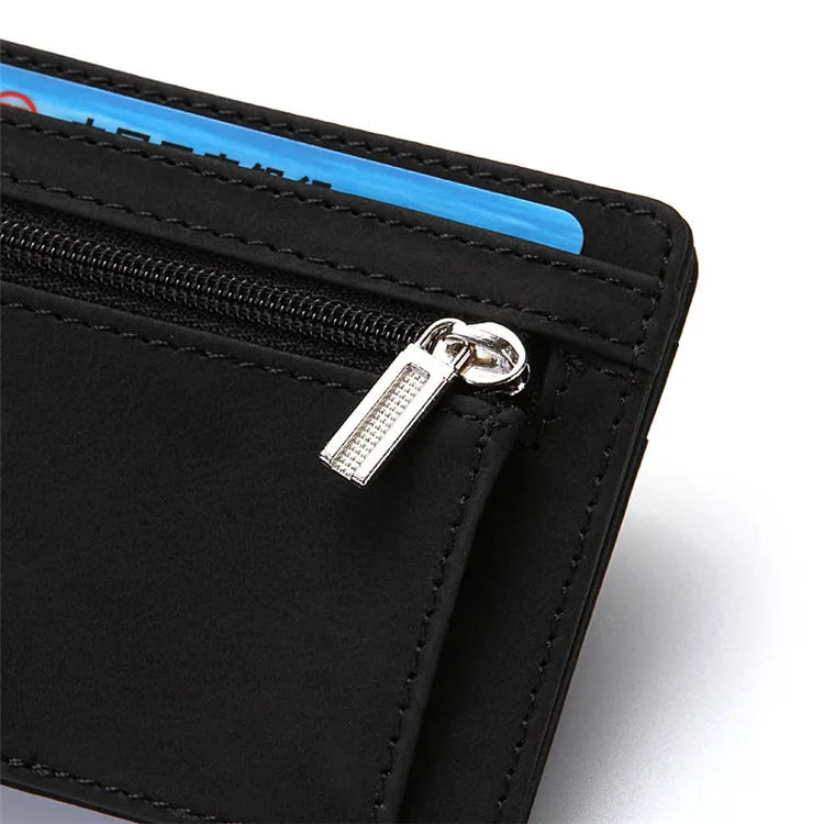 Mini Men Card Holder Wallets Zipper Coin Pocket Slim Magic Male Wallet Quality PU Leather Credit Bank Card Case Small Men Purses