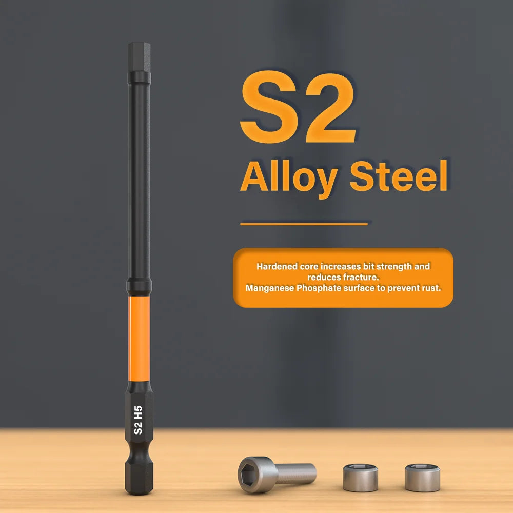 Impact Torx Bit Set-3/6 Inch (T7-T40) & Impact Hex Head Allen Wrench Drill Bit Set-2/4 Inch (H1.5-H8) With CNC Machined Tips,