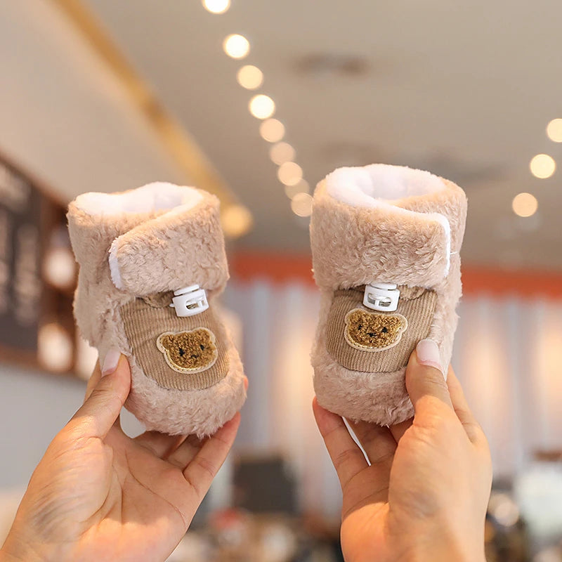 Soft Soled Bear Baby Snow Boots Warm Plush First Walkers - Smarsty