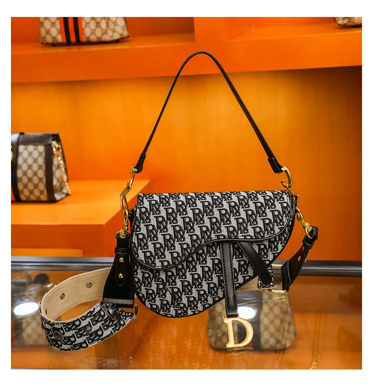 Studded Embroidered Shoulder Crossbody Bag Saddle Handbag - Smarsty