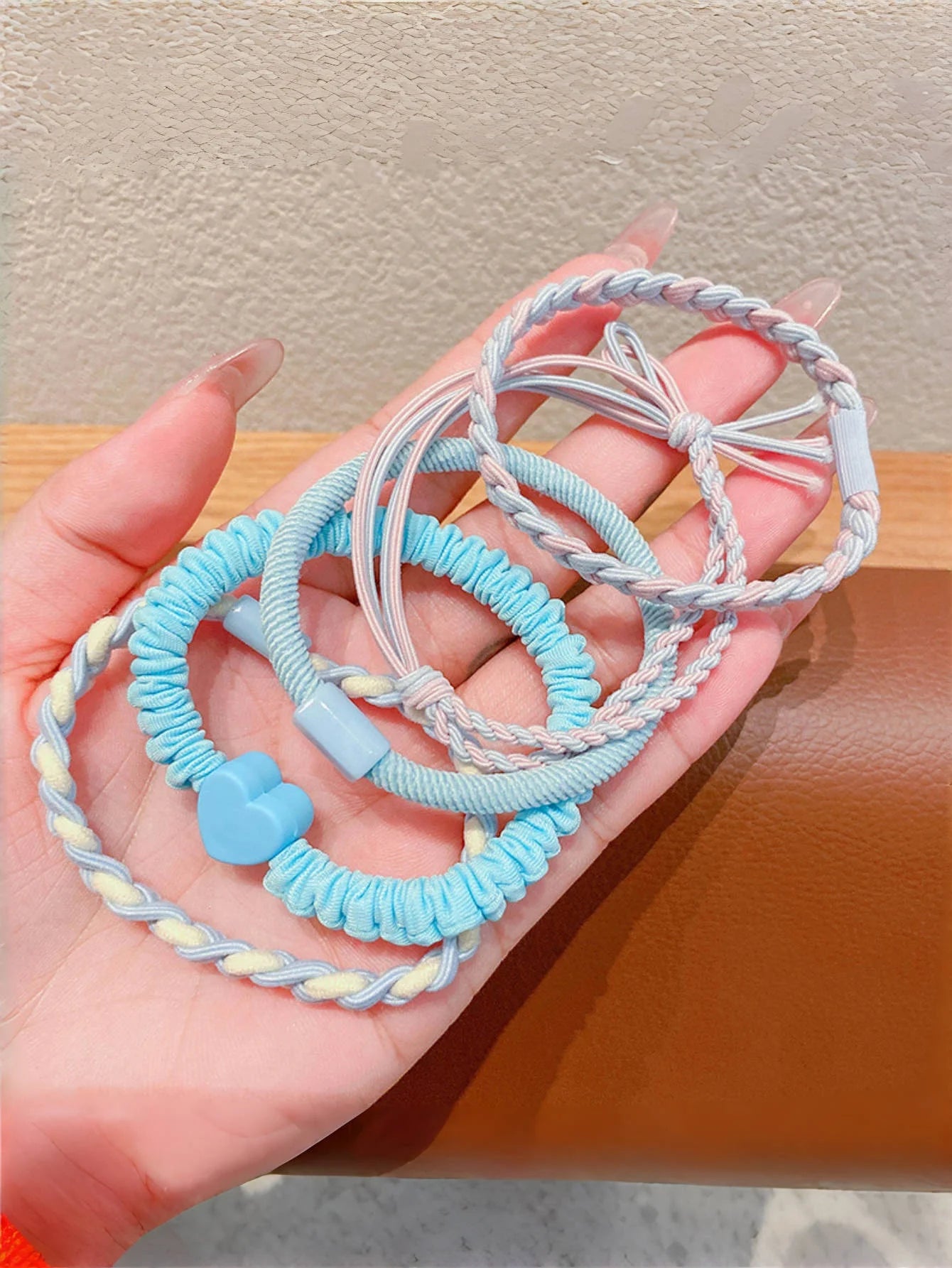 Girls Macaron Color Hair Bands Soft Elastic Five Pack - Smarsty