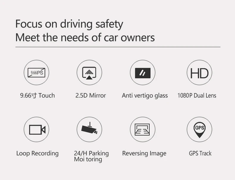 10 Inch Touch Screen Dash Cam Front And Rear Cameras - Smarsty