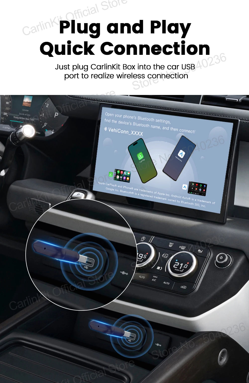 CarlinKit 5.0 Mini Ultra Wireless Adapter Wireless CarPlay Android Auto For OEM Car Plug and Play WiFi Bluetooth Auto Connection - Smarsty