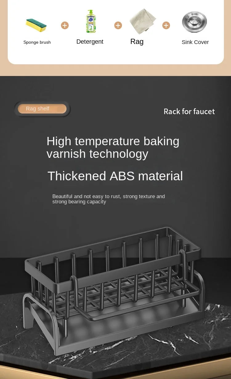 Kitchen Sink Draining Rack with Cleaning Cloth Storage - Smarsty