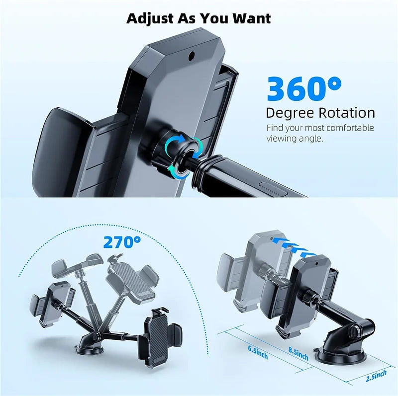 Universal Car Phone Holder With 360 Degree Rotation Suction - Smarsty