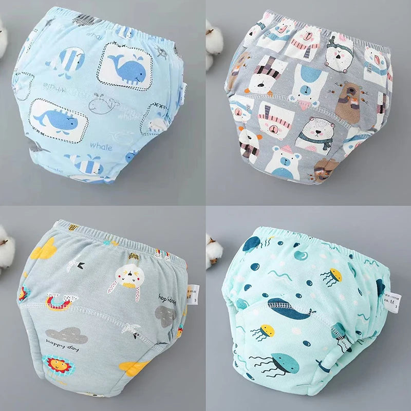 4PCS Baby Waterproof Diapers Pee Shorts Underwears Reusable Soft Ecological Cotton Toddler Potty Training Pants For Boys Girls by Smarsty