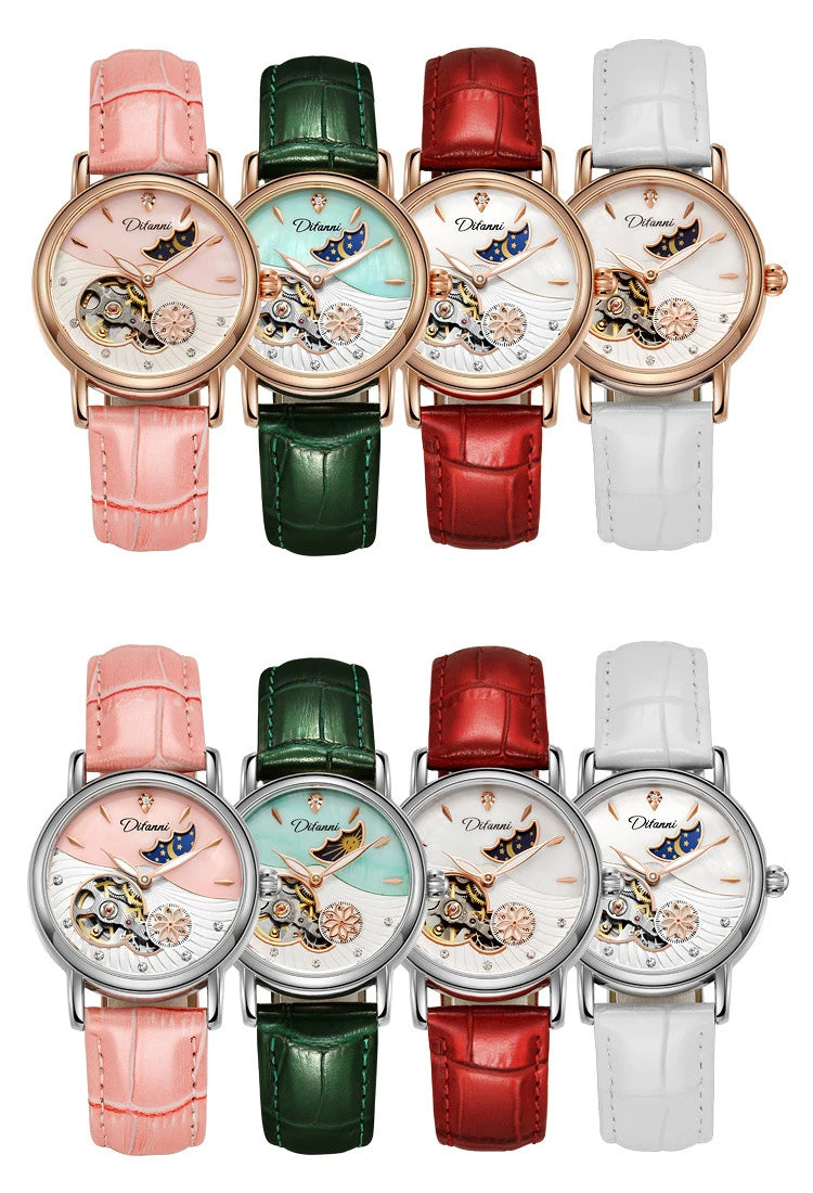 Luxury Women's Automatic Mechanical Watch with Moon Phase - Smarsty