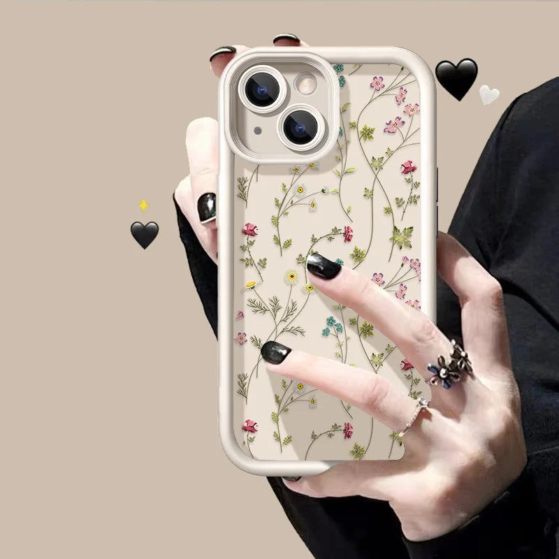 Smarsty Floral Silicone Phone Case For iPhone Anti Slip Shockproof -
