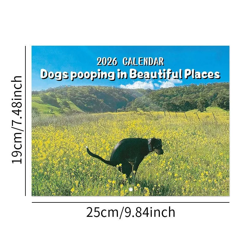 2026 Pooping Dog Calendar-Year Monthly Planner & Agenda Schedule Organizer Wall Calendar Funny Party Gag Gifts for Friends - Smarsty