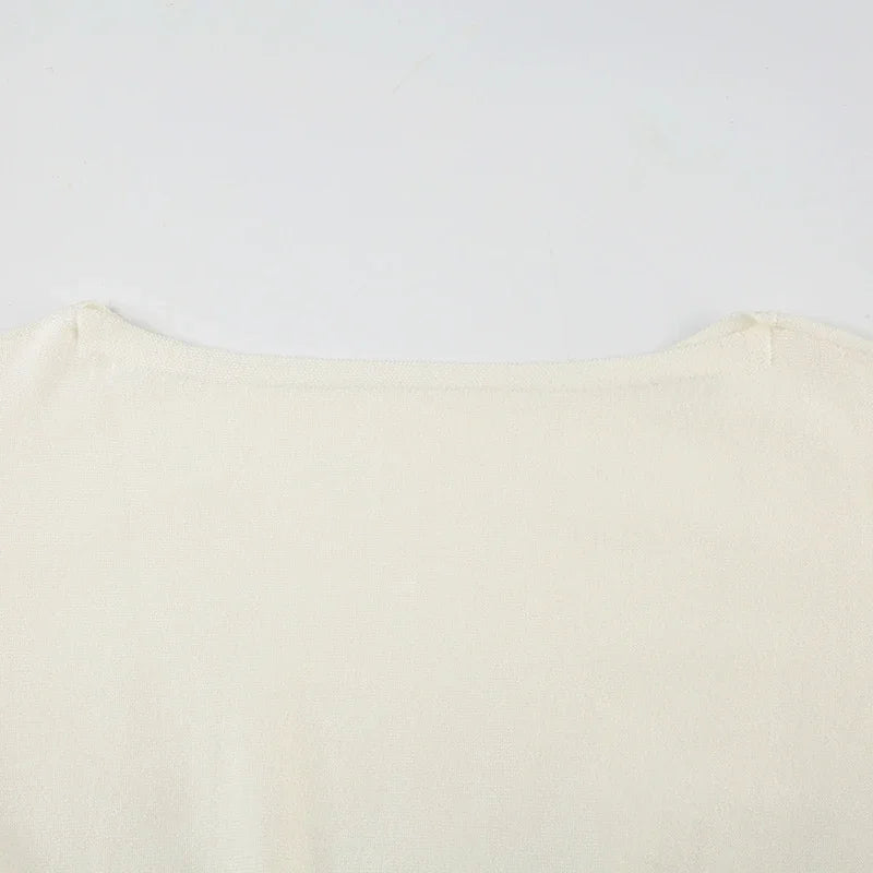Solid Off-Shoulder Sweater Loose Slash Neck Long Sleeve Knitted Pullovers Women Autumn Winter Fashion Casual Lady - Smarsty
