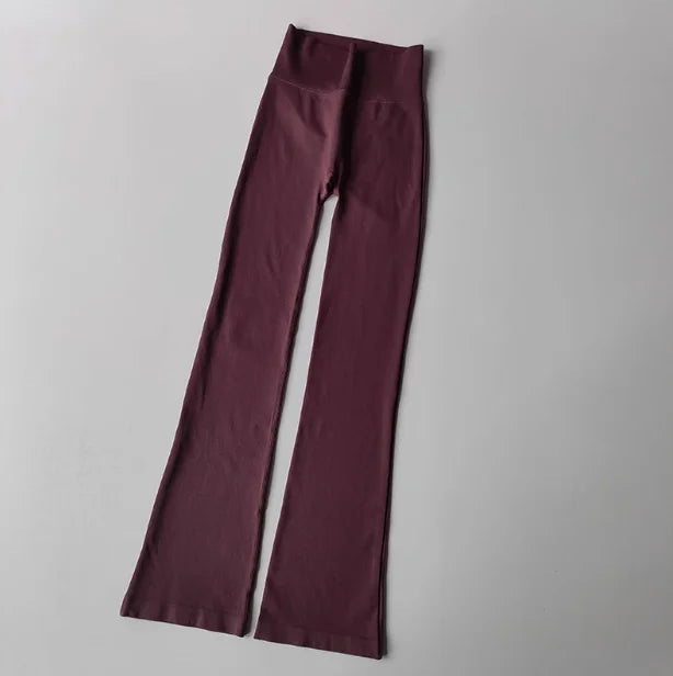 High Waisted Compression Without Awkward Lines Micro Flared Yoga Outdoor Wear Seamless Elastic Fitness Pants Lifting Leggings - Smarsty