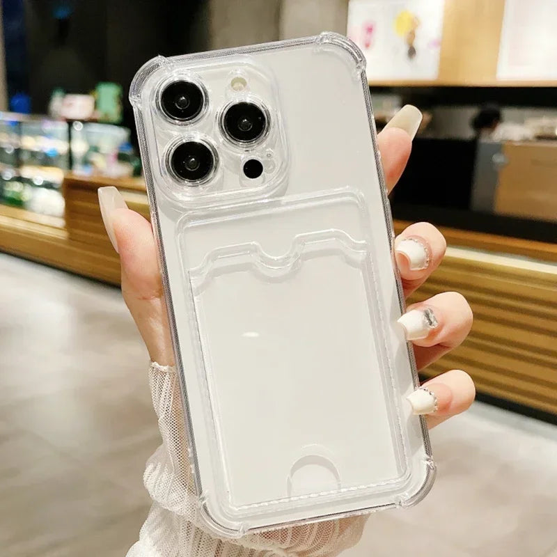 Transparent Card Holder Case For iPhone Wallet Shockproof - Smarsty