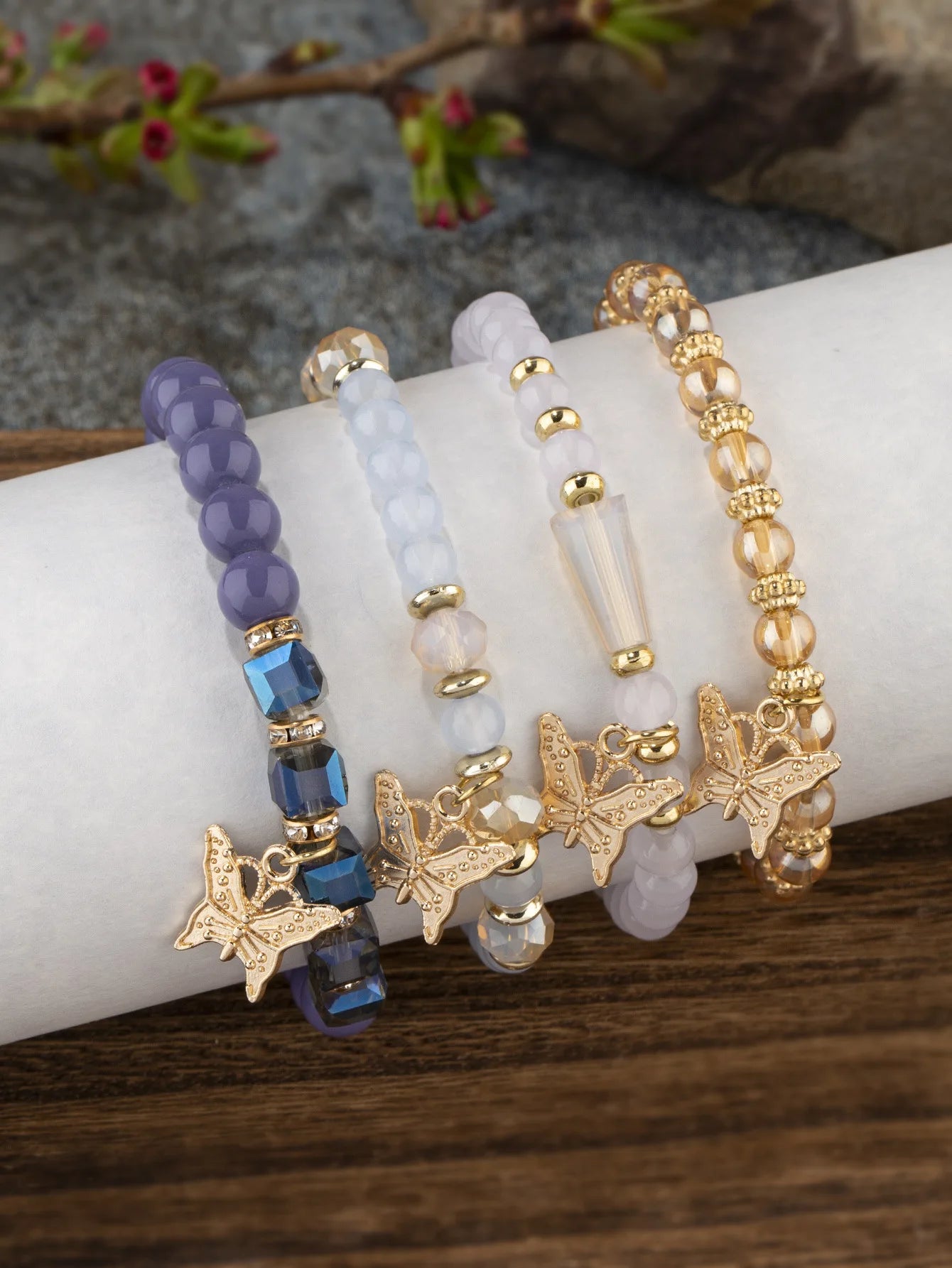 Trendy Butterfly Beaded Bracelet Set for Women - Smarsty