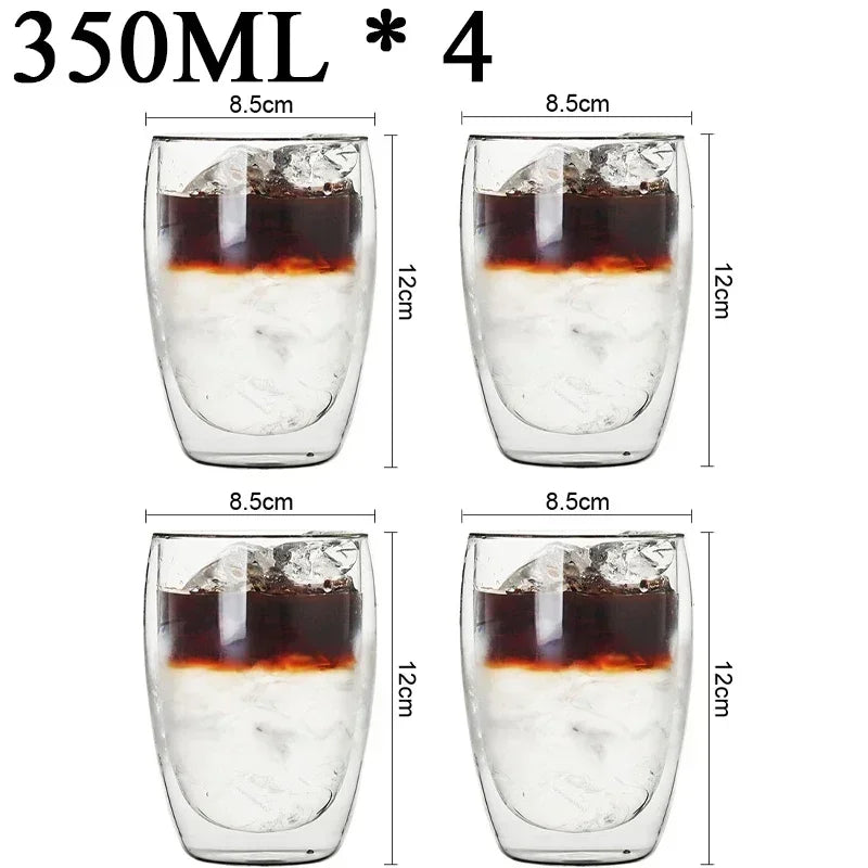Double Wall Borosilicate Glass Mugs Set Heat Resistant - Smarsty