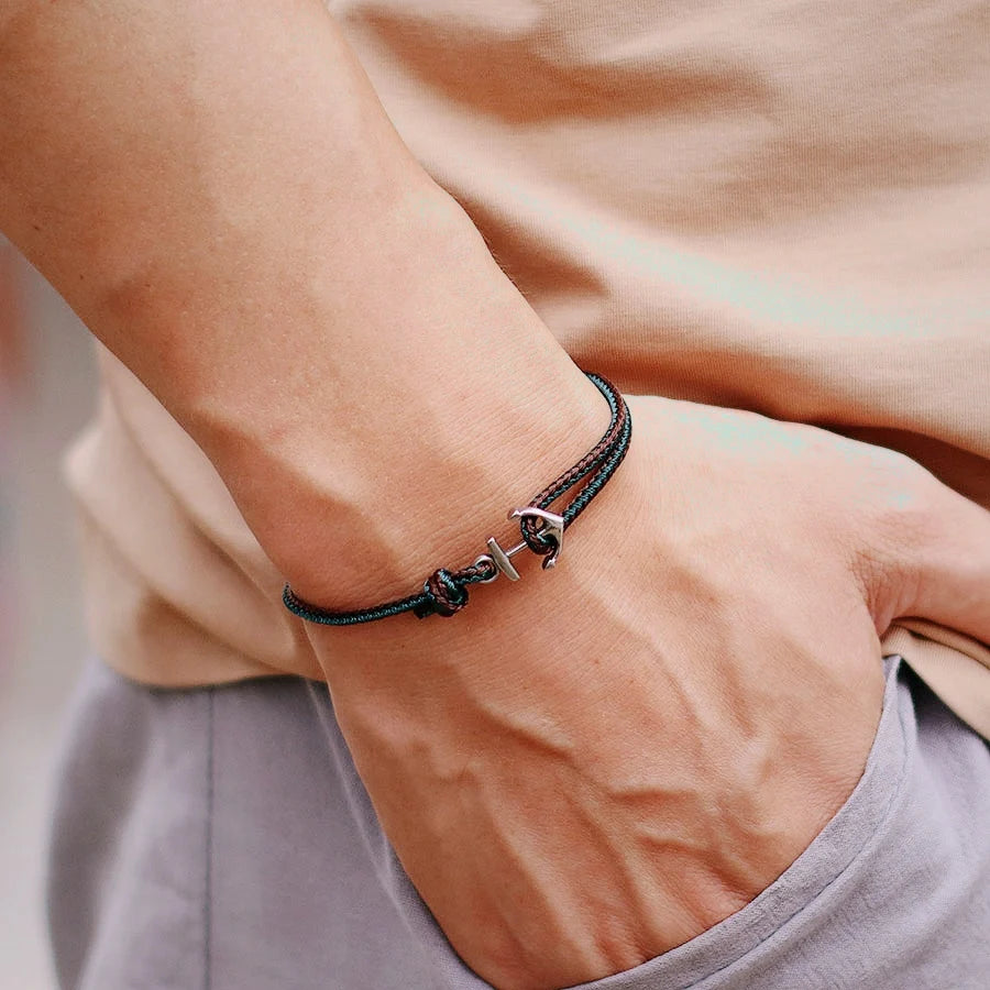 Men's Anchor Bracelet Adjustable Marine Rope Jewelry - Smarsty