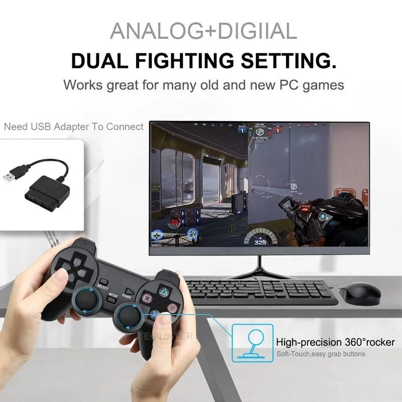 Wireless Gamepad for PlayStation 2 with Vibrating Joystick - Smarsty