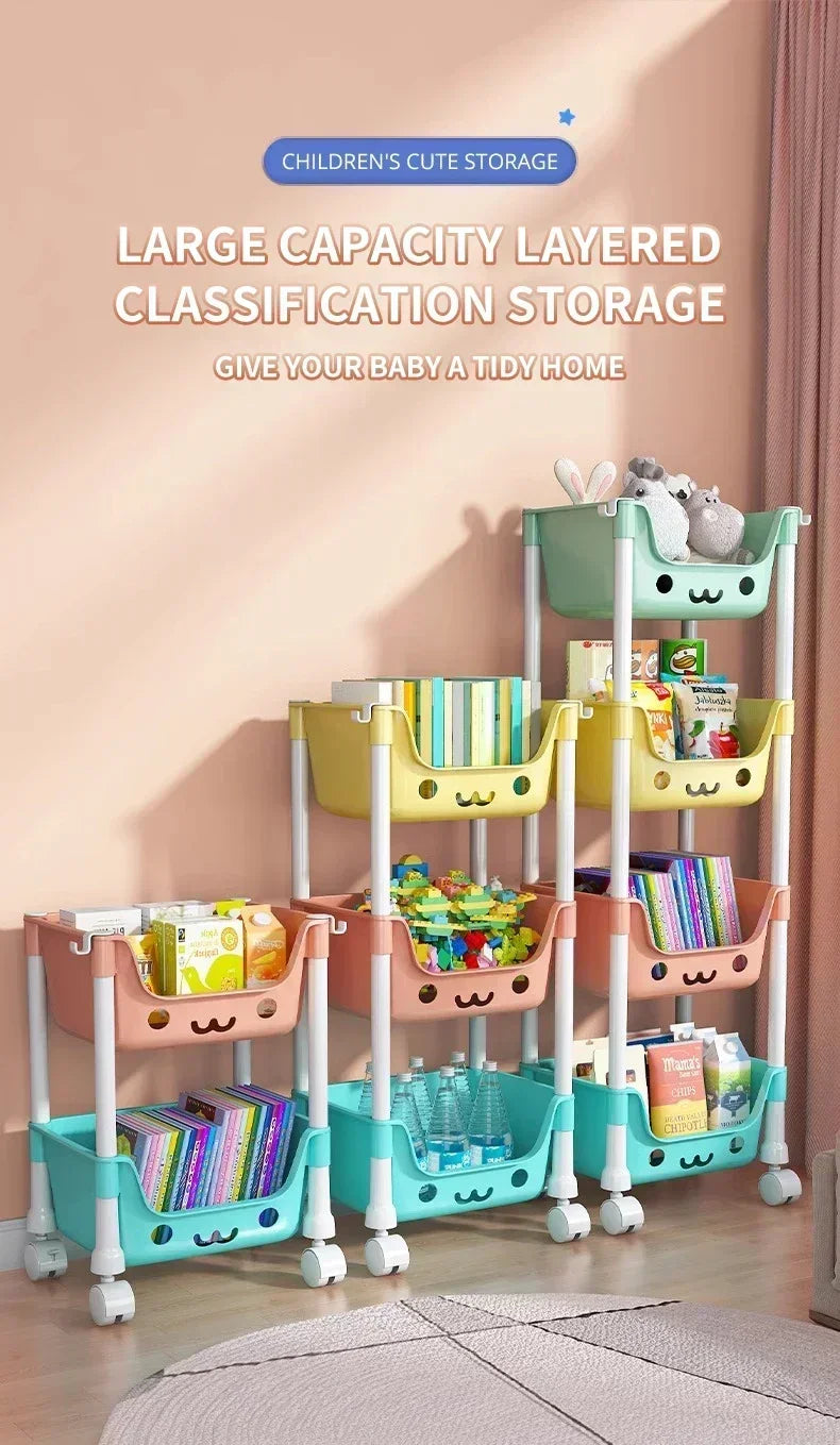 Storage Trolley Bookshelf Snack Rack For Children Storage Organizer Bathroom Accessories Closet Organizer Toy Kitchen Storage by Smarsty