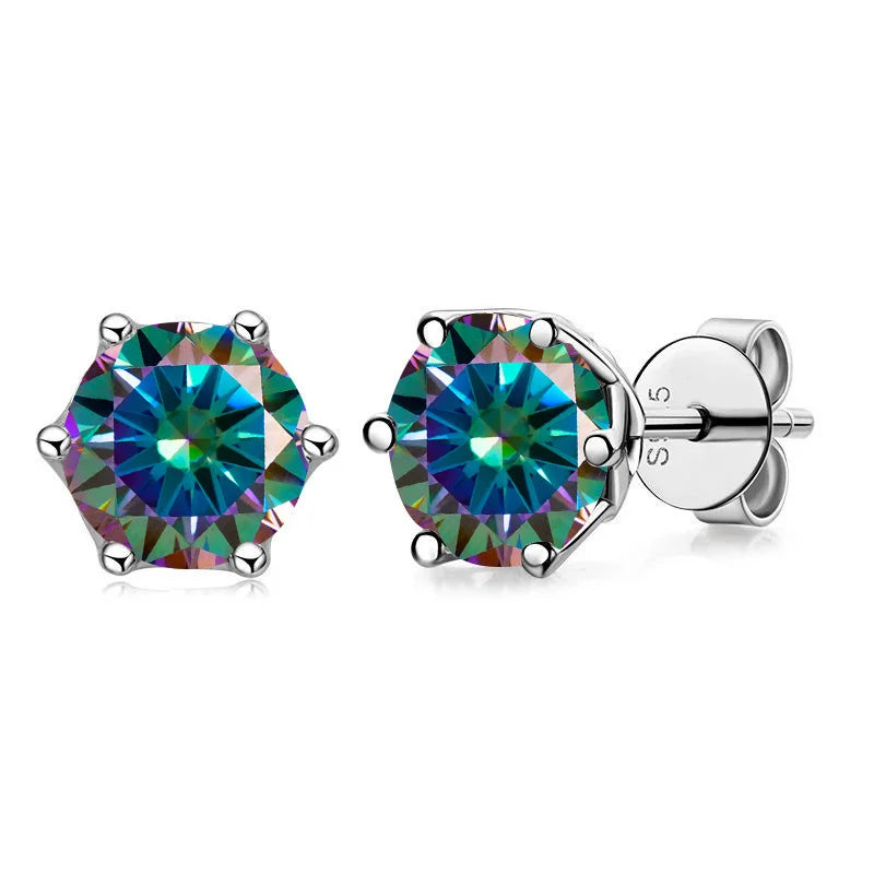 1 CT D Color Moissanite Stud Earrings Sparkling 925 Silver - Smarsty